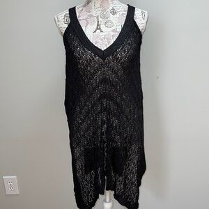 New Bebe Black metallic Cold Shoulder Poncho Sweater